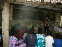 Opening the soap making workshop at Sakau island 2007