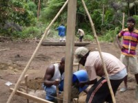 Cementing the first post in for soap factory 2008
